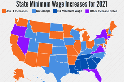 2021 state min wage map